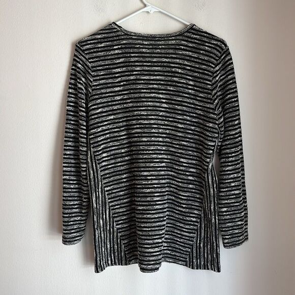 J. Jill Black White Striped Long Sleeve women’s Top tunic classic petite Medium - Picture 8 of 9